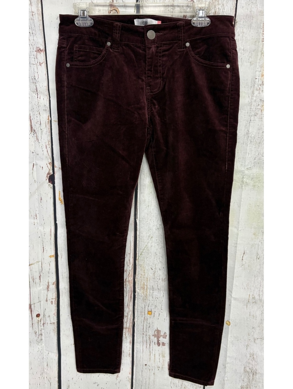 Cabi Womens’s Skinny Jeans in Dark Burgundy Corduroy, Size 6